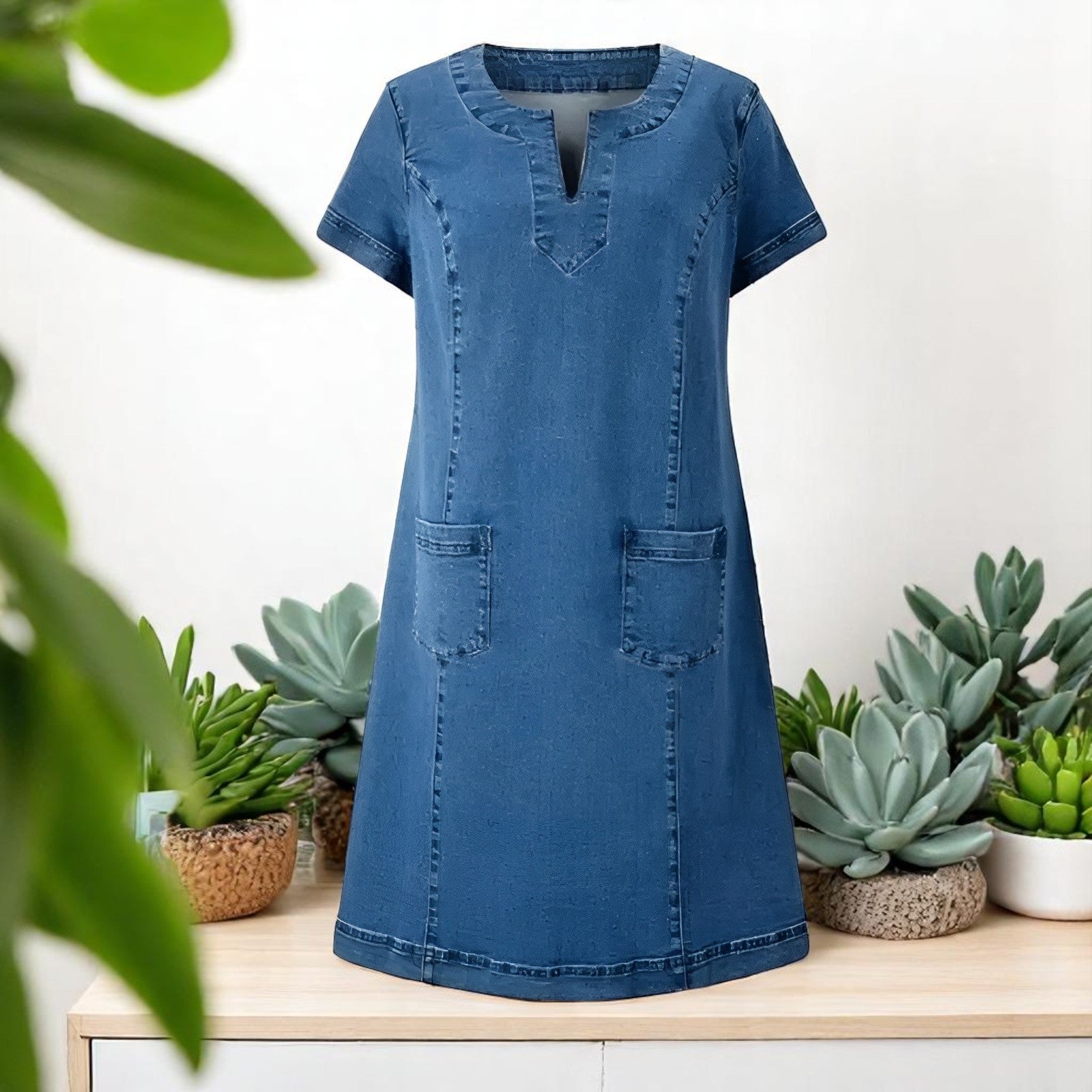 Helsa™ | Mjuk denimklänning med fickor